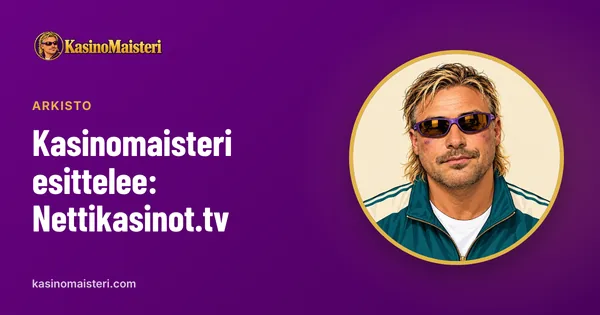 Arkisto – Kasinomaisteri esittelee: Nettikasinot.tv. Kuvassa Kasinomaisteri violeteissa urheilulaseissa.